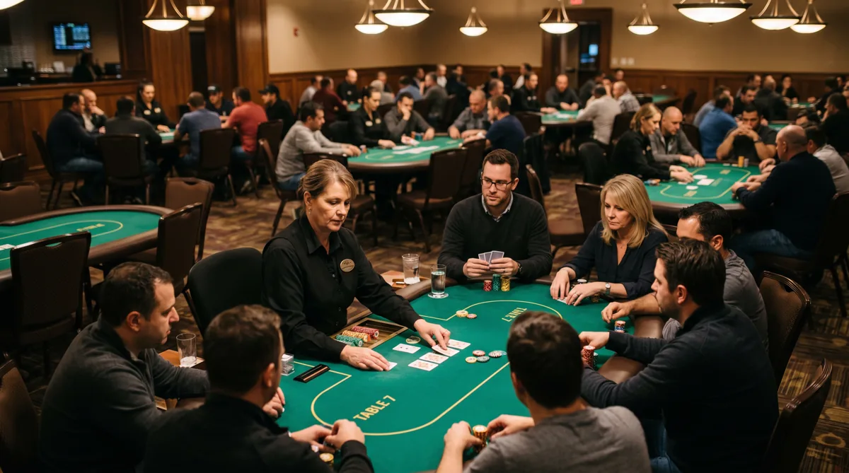 Poker tables on a Canadian casino floor