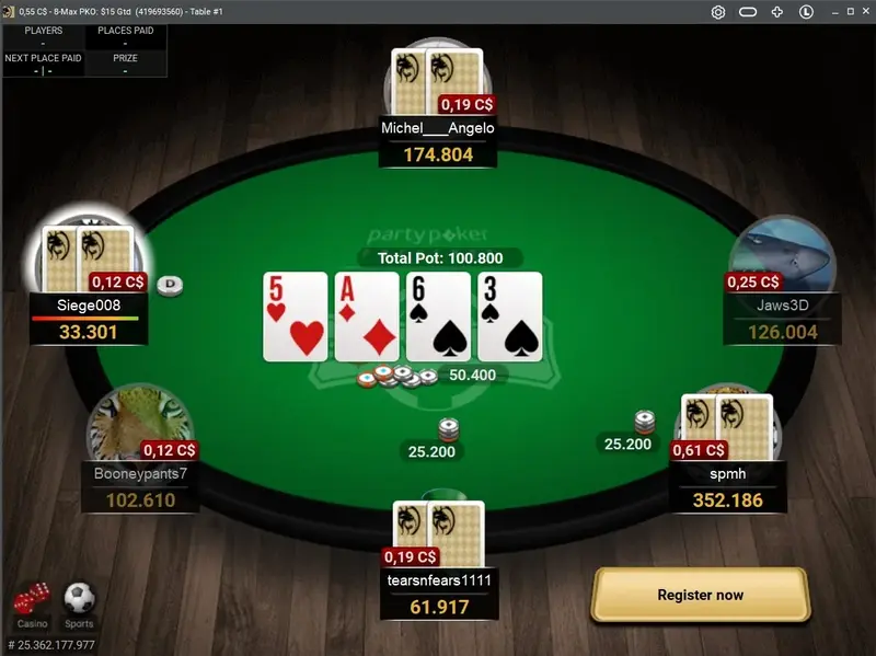 BetMGM Poker Alberta live tournament gameplay showing a multi-way pot