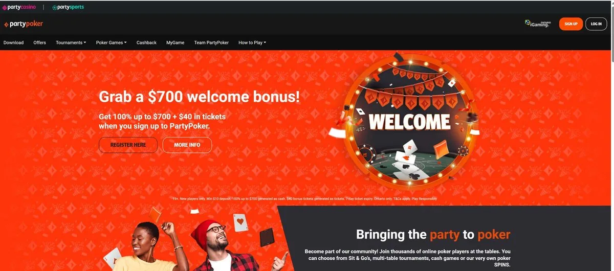 PartyPoker Alberta homepage